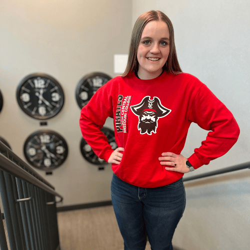 Student by the stairwell