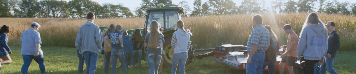 Students in the field for an activity
