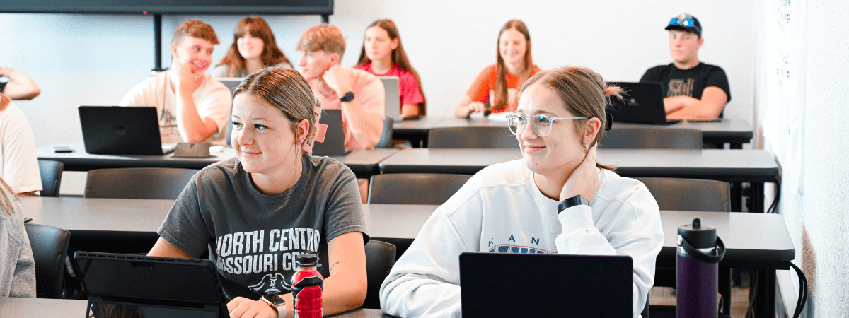 Three rows of students in class