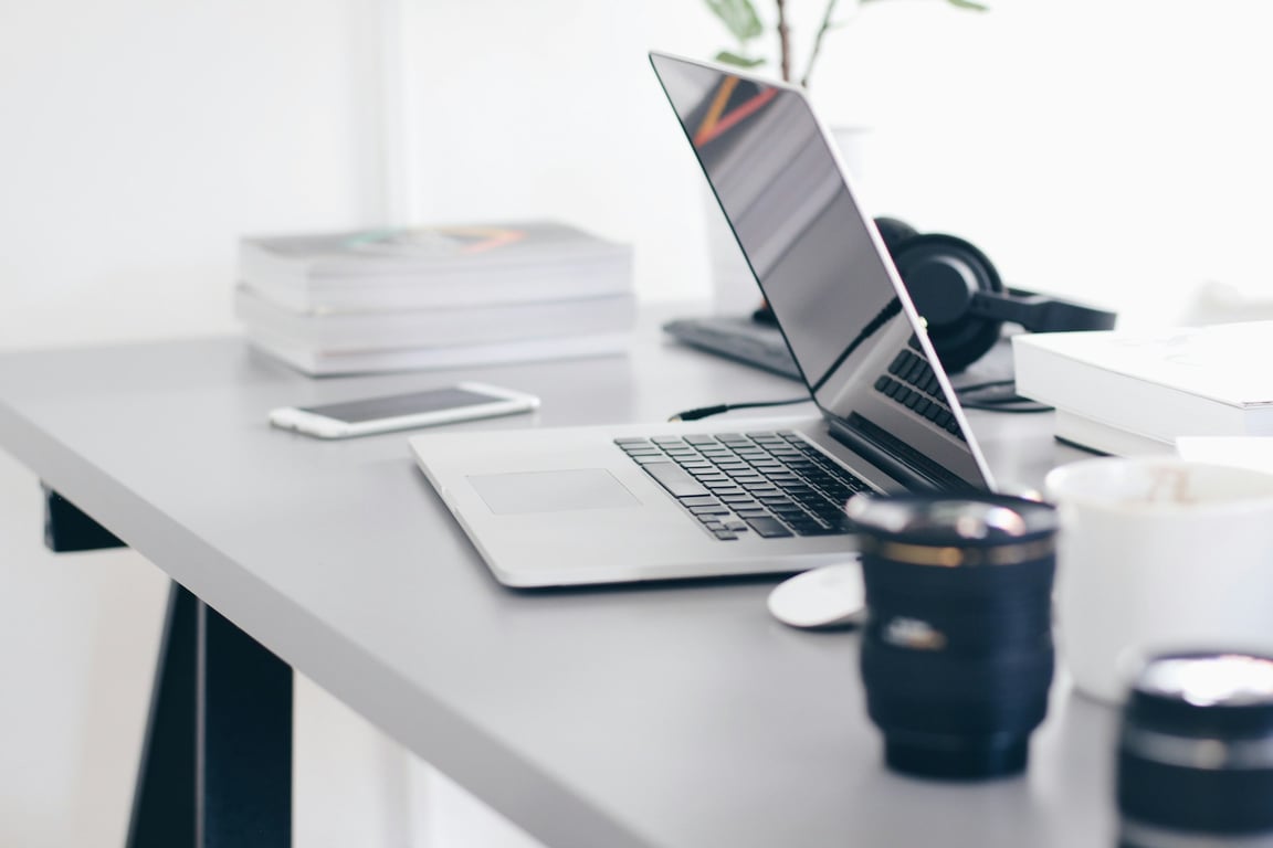 A business laptop on a tidy desk