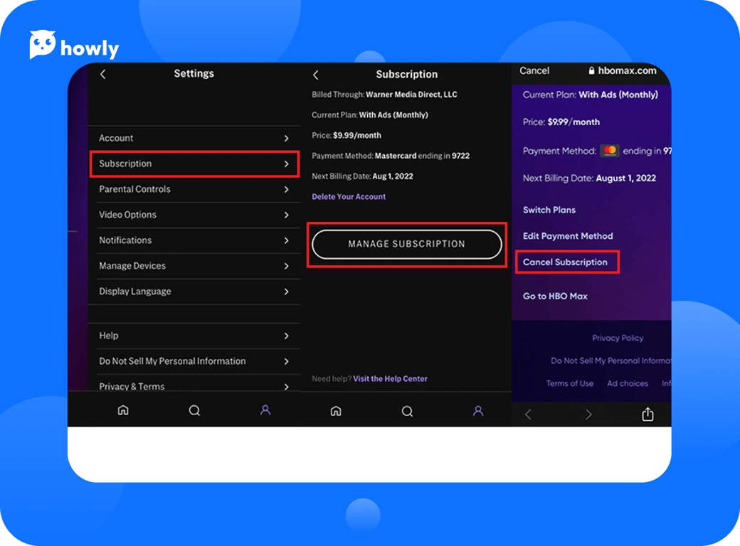  How to cancel HBO Now subscription with Howly