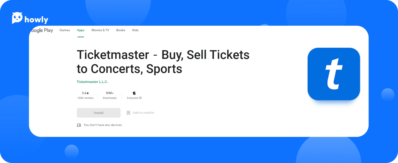 Ticketmaster app login error