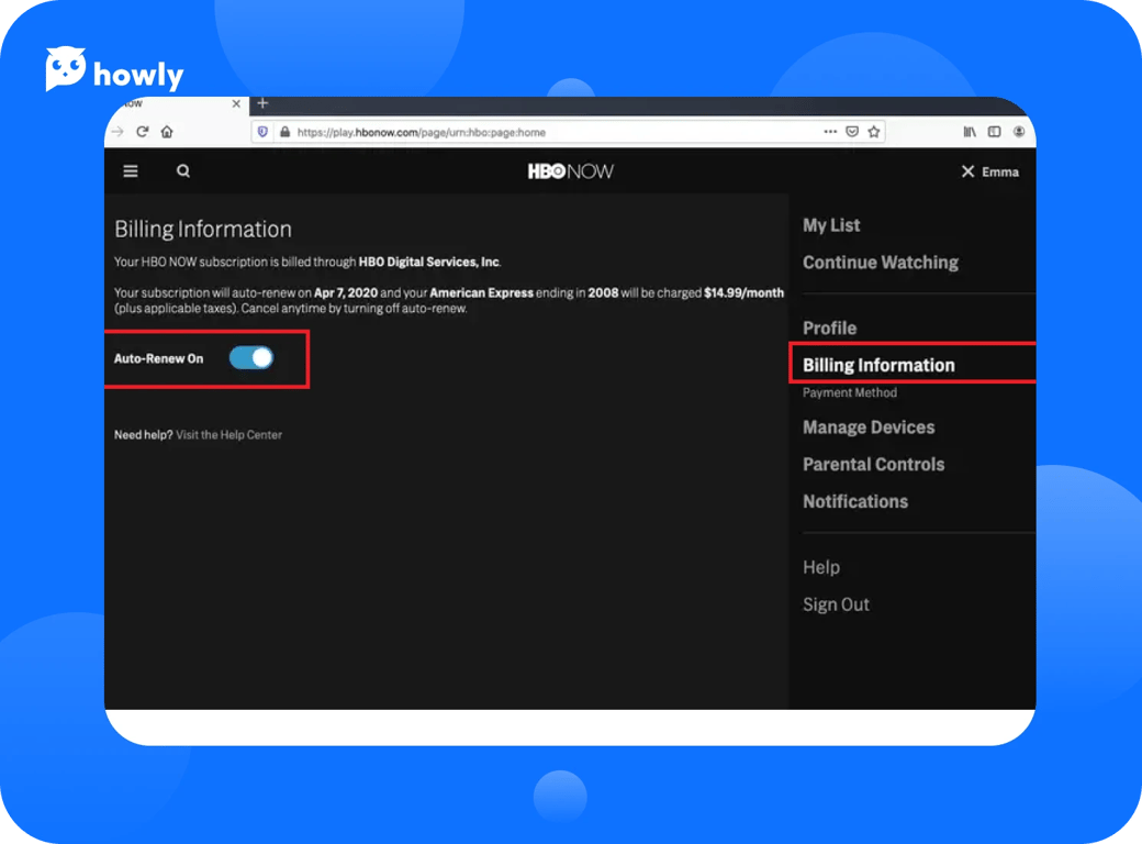  How to cancel HBO Now subscription with Howly