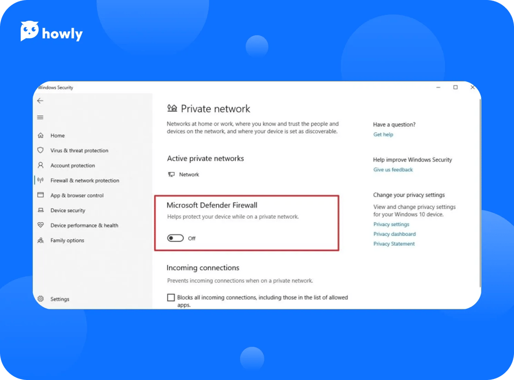 How to disable the firewall on Windows