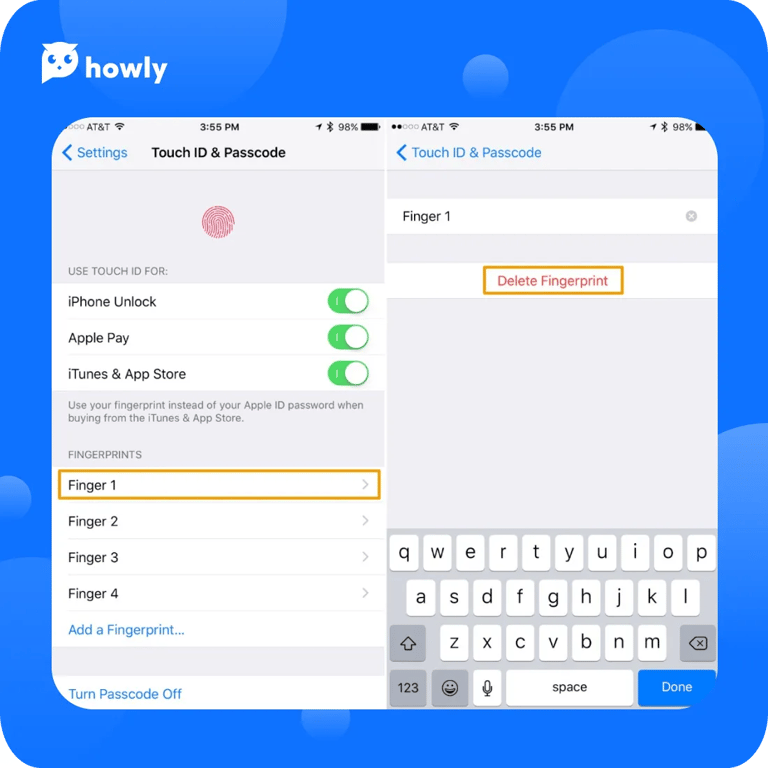 Reset the existing fingerprints in the phone memory