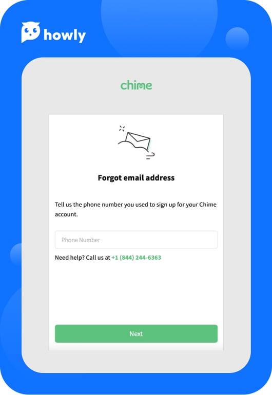 Enter the phone number linked to the Chime service