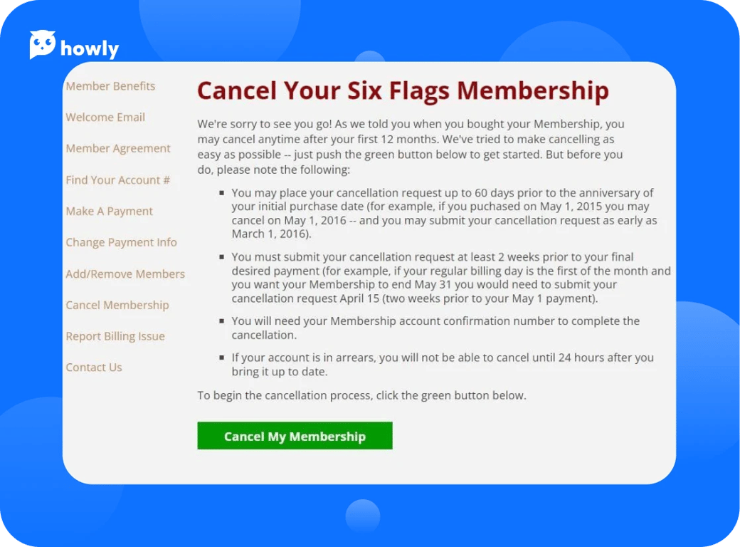 How to cancel Six Flags reservation