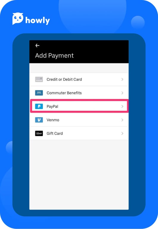 Add PayPal to Uber