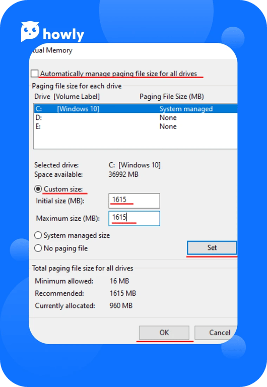 How to set up a Windows 10 swap file