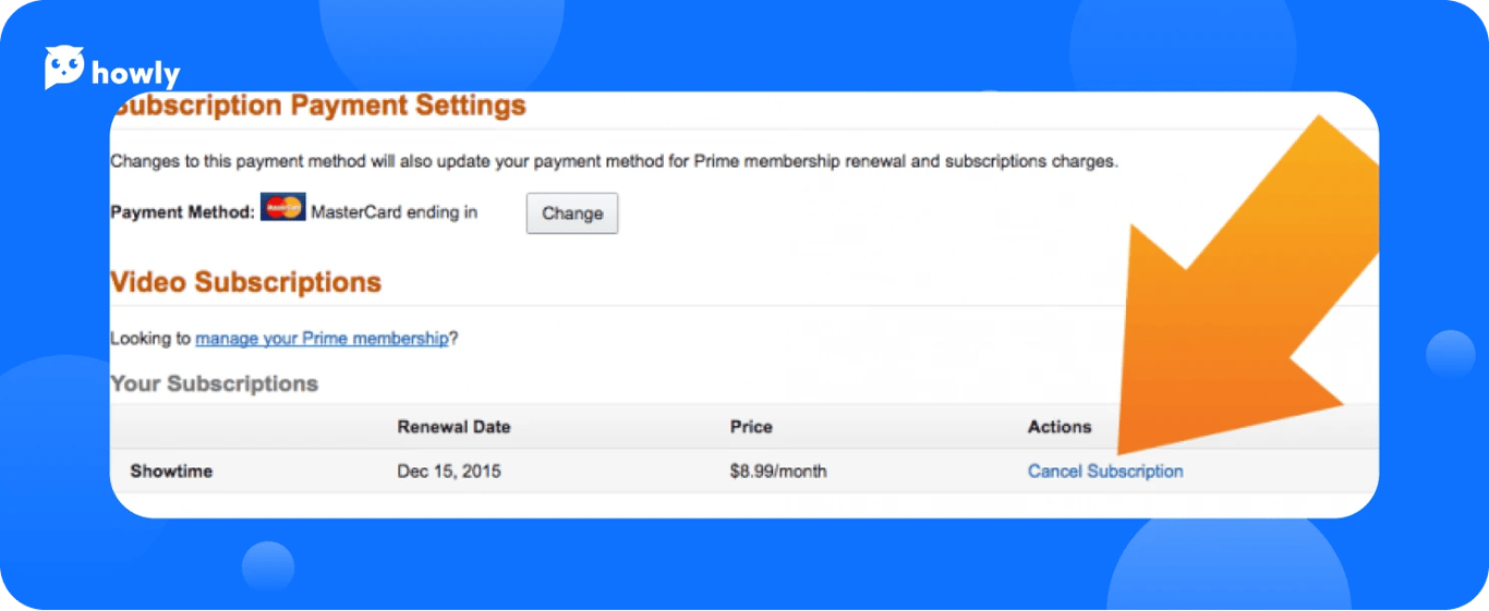 Cancel subscription on Prime Video