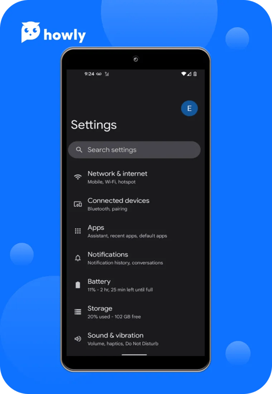 Launch the Settings application
