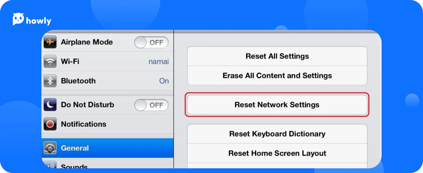 Reset network settings
