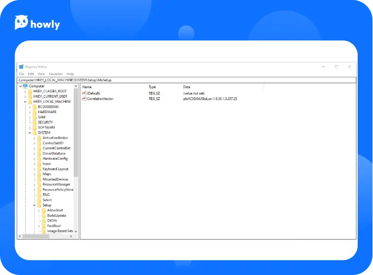 HKEY_LOCAL_MACHINESYSTEMSetupMoSetup