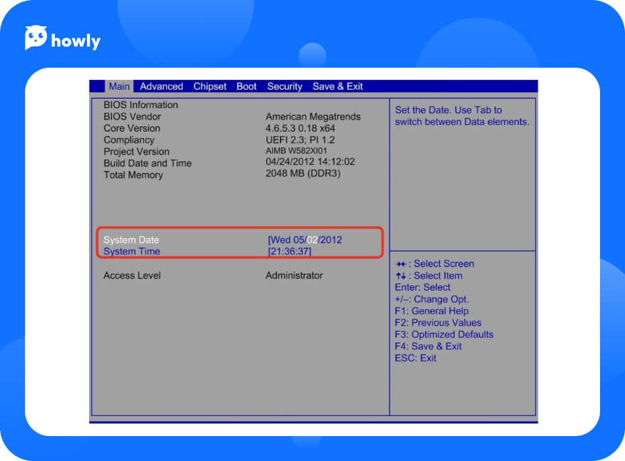 BIOS time setting