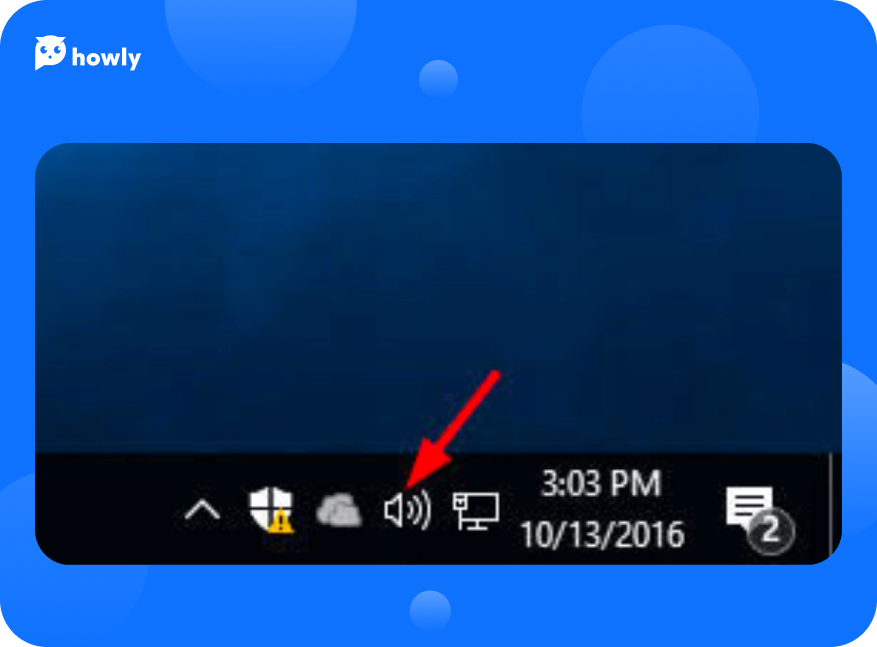 Volume icon on laptop taskbar