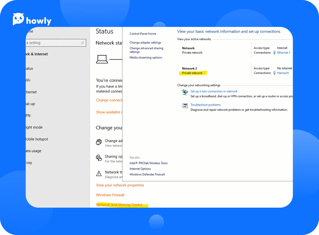 How to change hamachi to home network windows 10