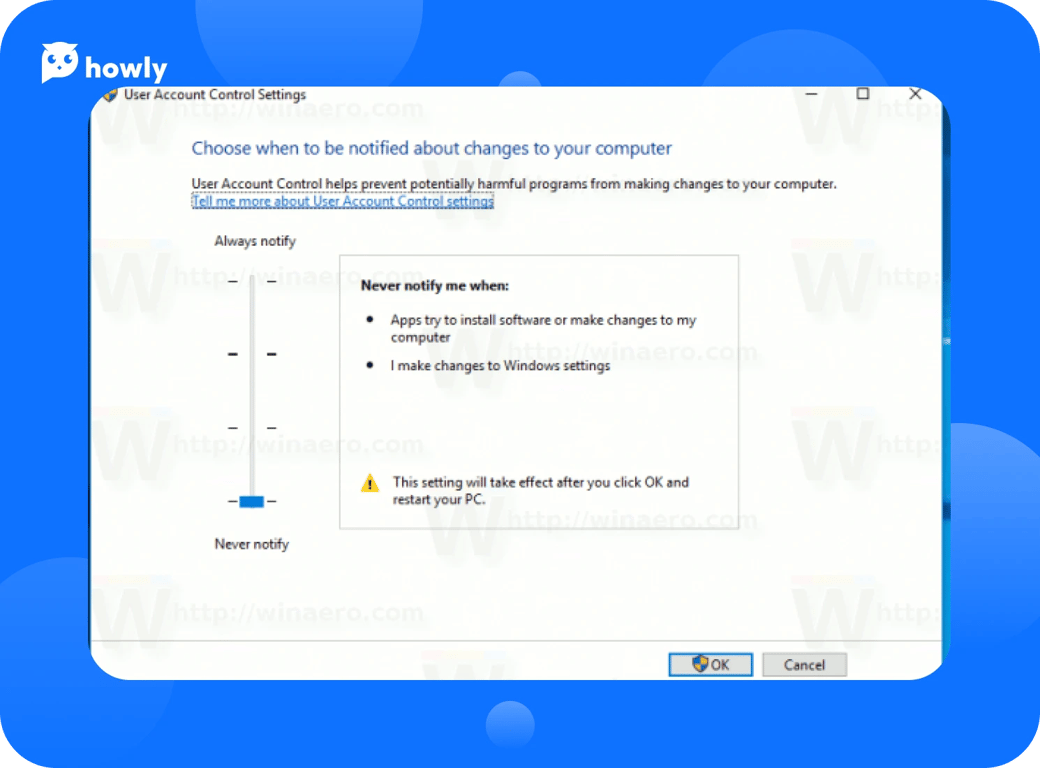 How to disable account control in Windows 10