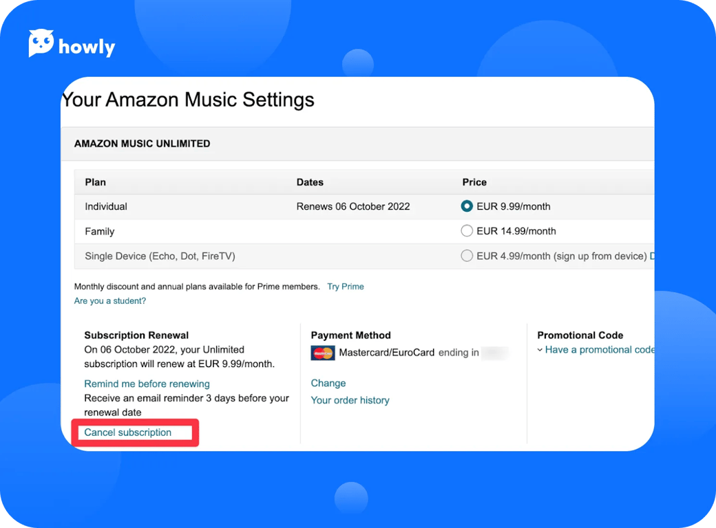 How to cancel Amazon Music subscription