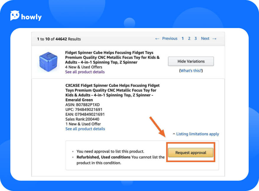 Requesting approval to sell the product on the Amazon
