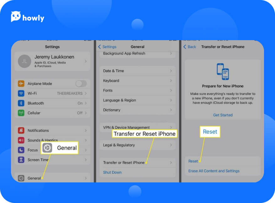 Repair faulty network settings