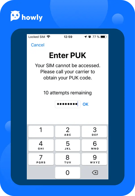How to enter the PUK code on an iPhone