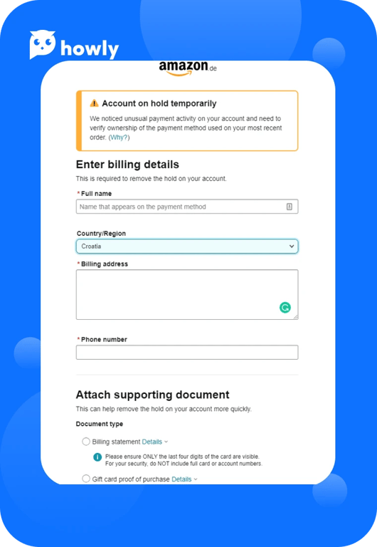 Amazon account on hold