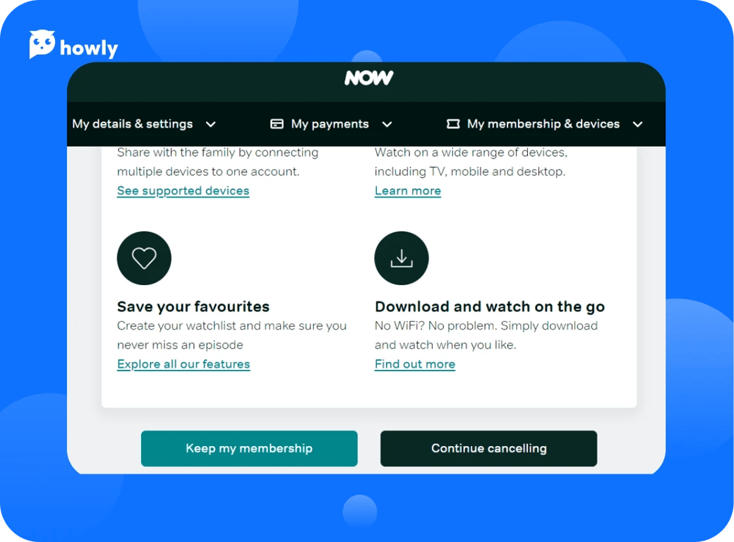 How to cancel Now TV subscription with Howly