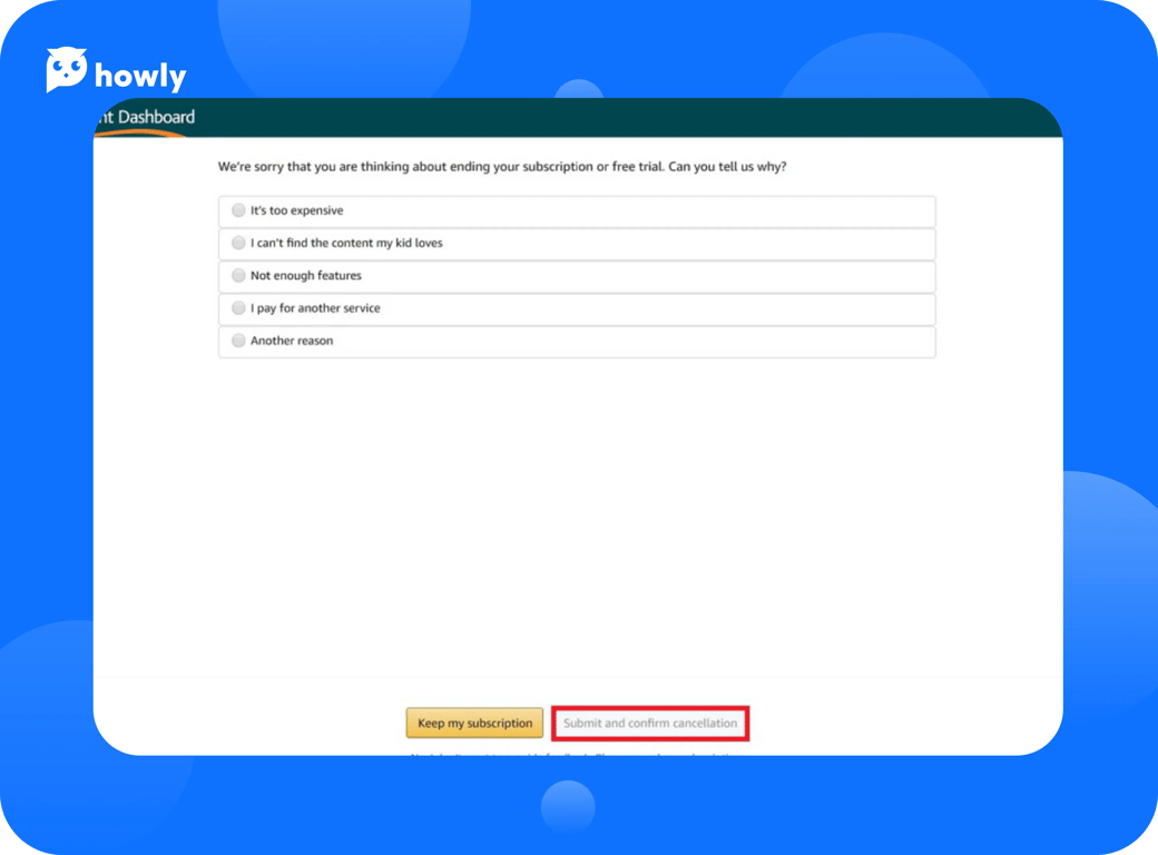 How to cancel Amazon FreeTime subscription with Howly