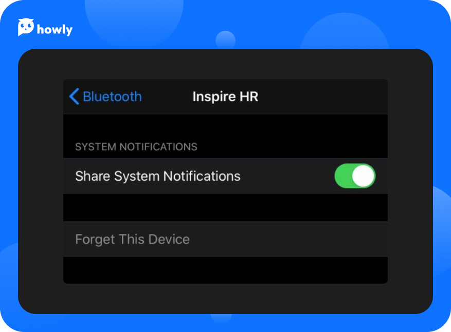 System notifications enabled in Bluetooth settings