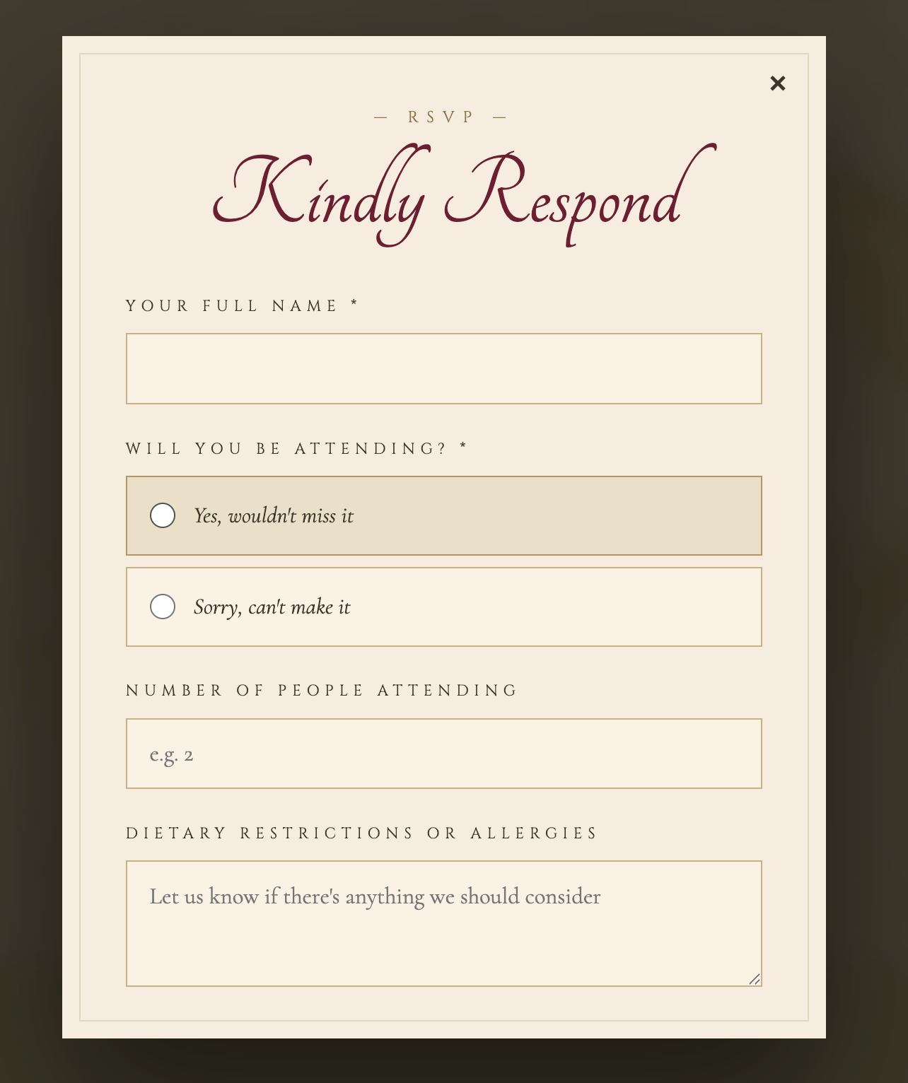 Form — RSVP