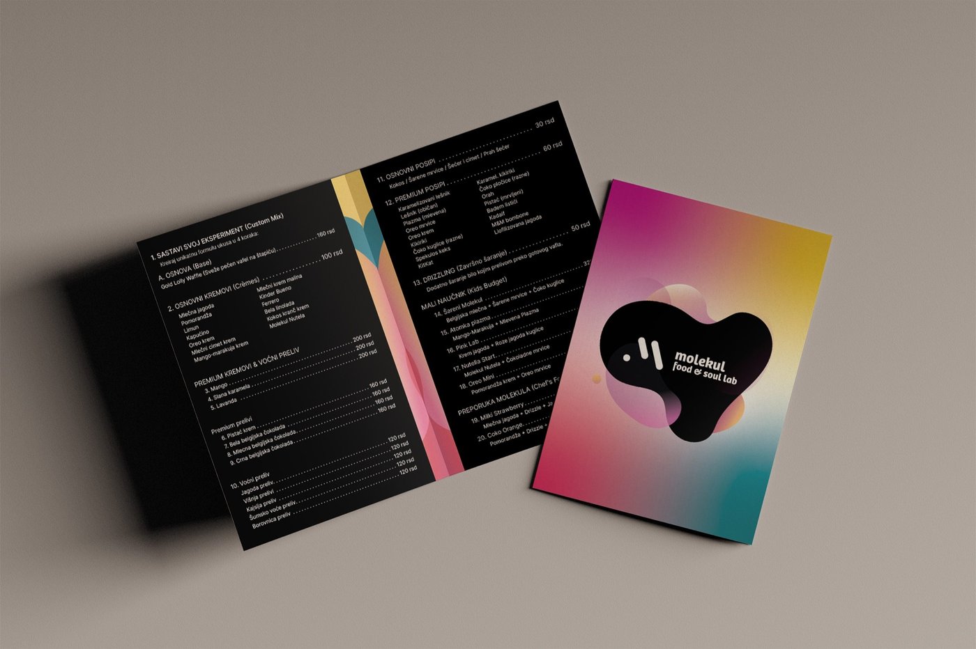 Molekul — dessert menu — Print & editorial design