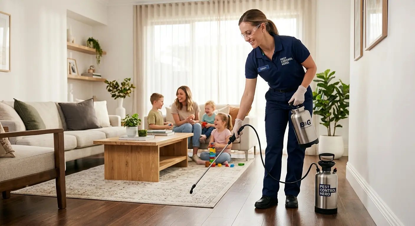 Professional pest control technician at work