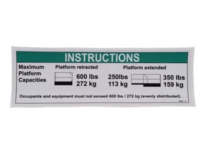 DECAL,INSTR-MAX CAP 600LBS