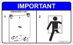 DECAL,REAR WINDOW EXIT (ASME)