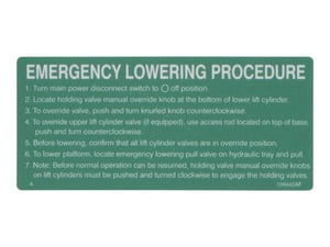 DECAL, EMERGENCY LOWERING