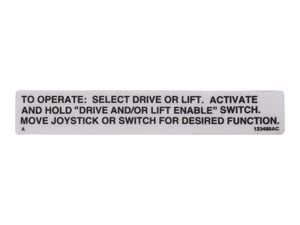 DECAL, OPERATING INSTR