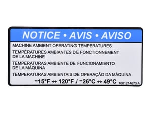 DECAL,MACHINE AMBIENT TEMP