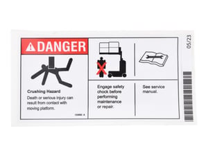 DECAL,CRUSH HAZARD, USE SAFETY