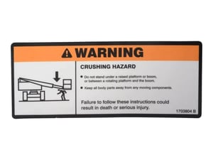 JLG® Crushing Warning Decal
