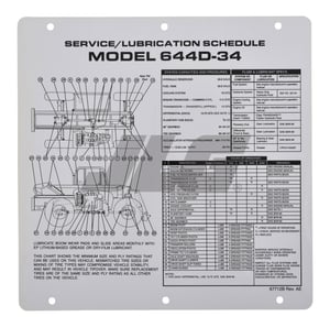 FLIP CARD, SERV/LUBE SCHEDULE