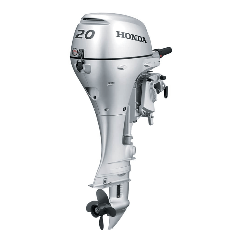 Honda BF20 Outboard Engine — 20" Shaft, Tiller handle, Electric start with power tilt