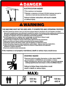 DECAL, SAFETY INSTRUCTIONS