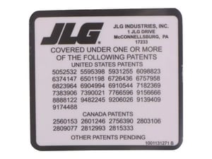 DECAL,PATENT, TELEHANDLERS