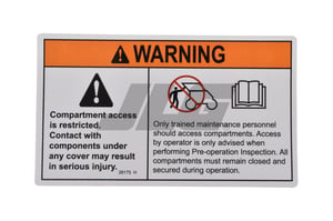 Compartments Access Warning Label Replacement decal for various Genie® Machines