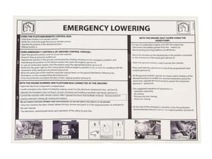 DECAL, EMERGENCY LOWERING