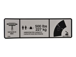 DECAL,MAX CAP. 500LBS/227KG
