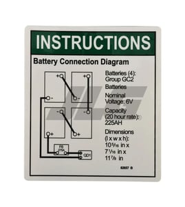 Battery Connection Instructions Diagram decal for various Genie® Machine