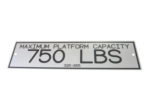 NAMEPLATE, MAX PLAT CAP 750#