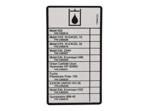 DECAL, OIL CHART