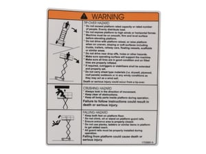 JLG® Tip-Over, Crushing, Falling Hazard Warning Decal